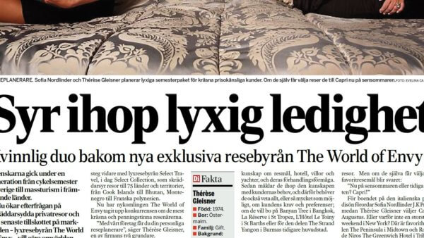 Dagens Industri Aug 2012 - Syr ihop lyxig ledighet